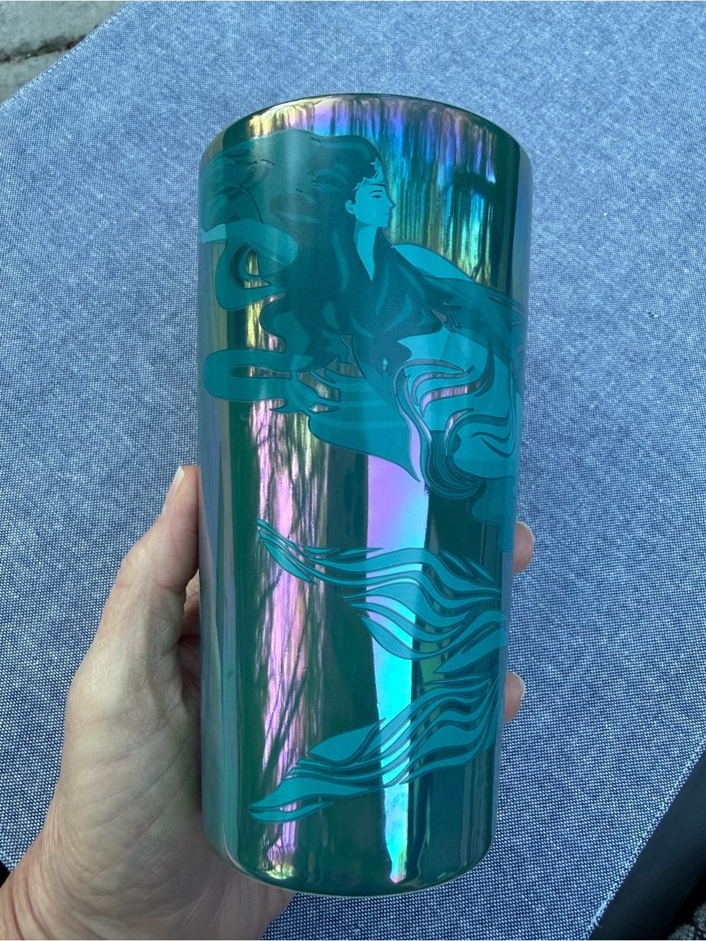 Starbucks Iridescent Teal Blue Mermaid Siren Ceramic Tumbler